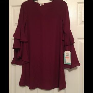 GB Fan Fave Maroon minidress with bell sleeves XS